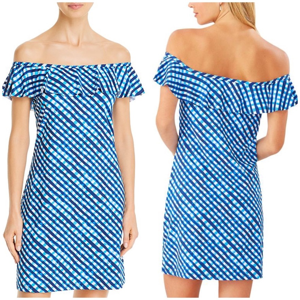 Tommy Bahama Harbour Island Spa Dress small azure blue check gingham NWT - Picture 1 of 11